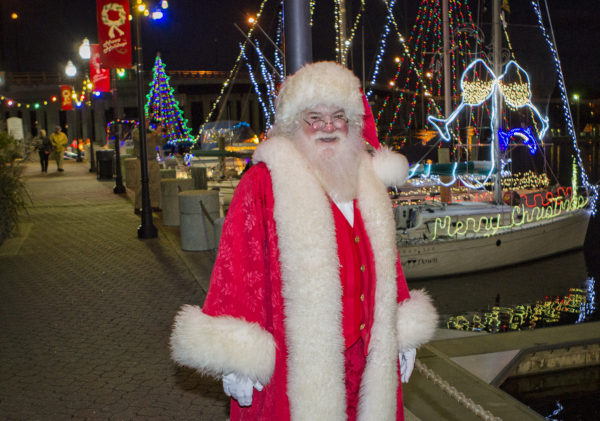 Santa visits the lighted boat parade in Hampton, VA