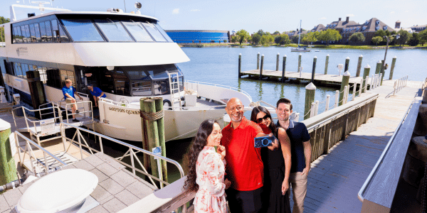 Friends take a selfie before boarding the Hampton Queen